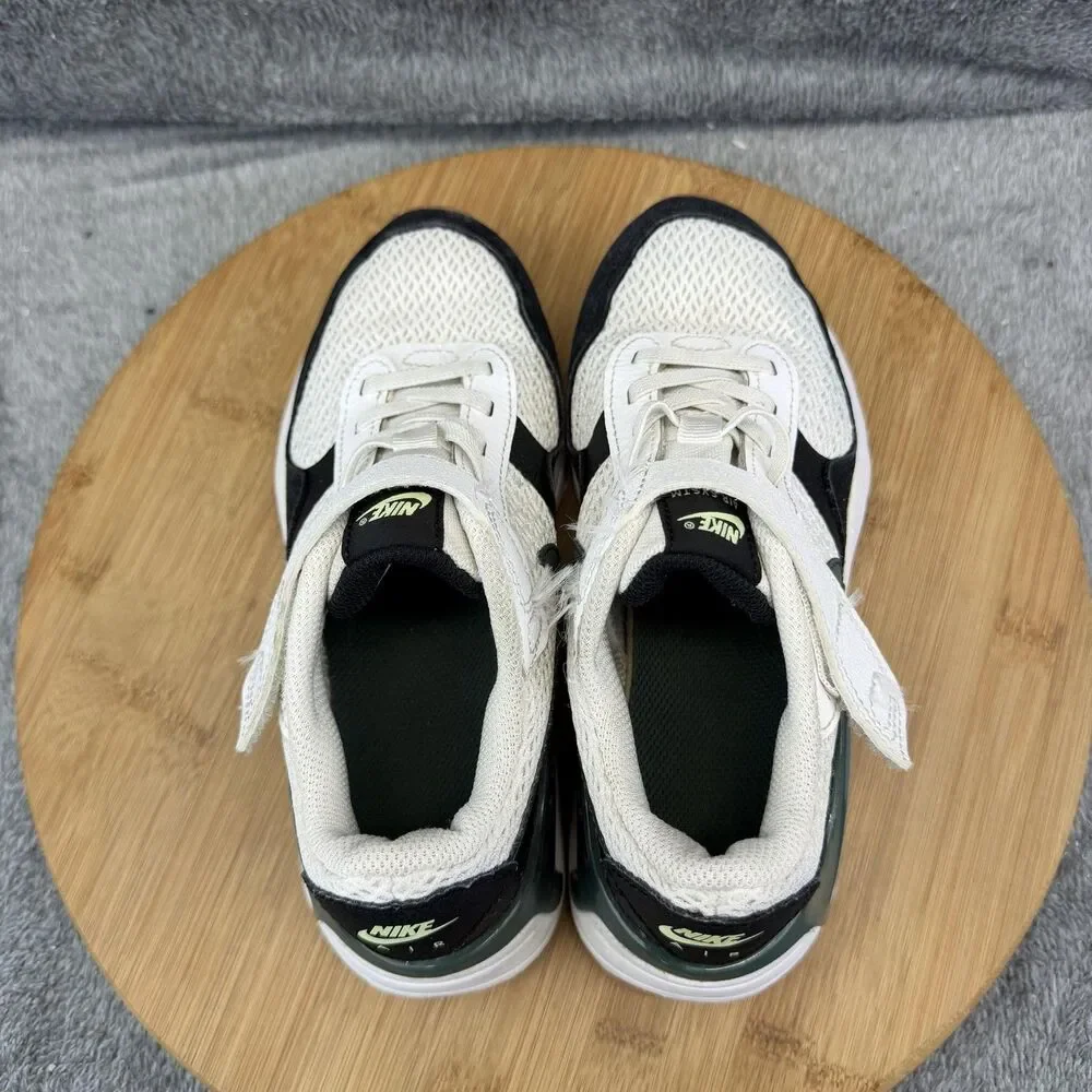 Nike Air Max Shoes Boys Size 2Y White Black Green Running Sneakers DQ0285-115